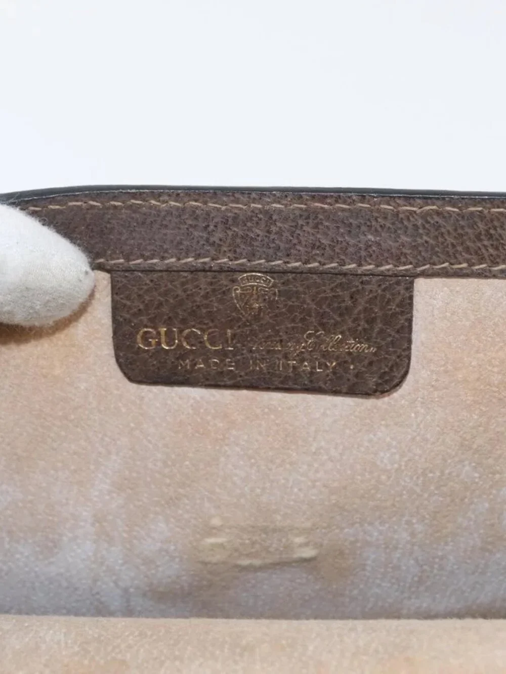 GUCCI GG Supreme Web Sherry Line Bag PVC Beige Gold 67 039 3087 Auth 173857